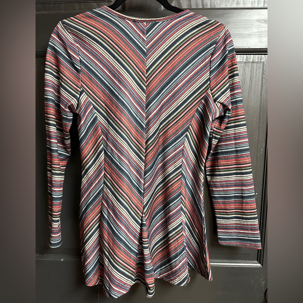 Keren Hart Sweater Multi Color Striped Chevron Pattern 3/4 Sleeves Women’s Sz M - Picture 2 of 9